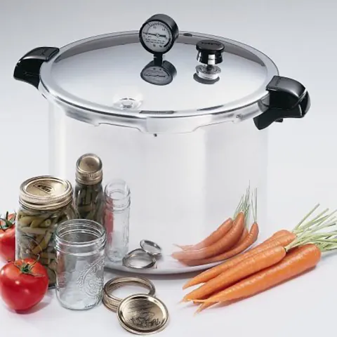 Pressure Canner with food and jars
