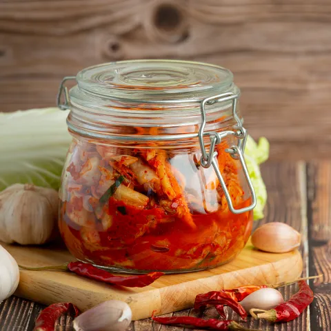 fermented kimchi in a jar