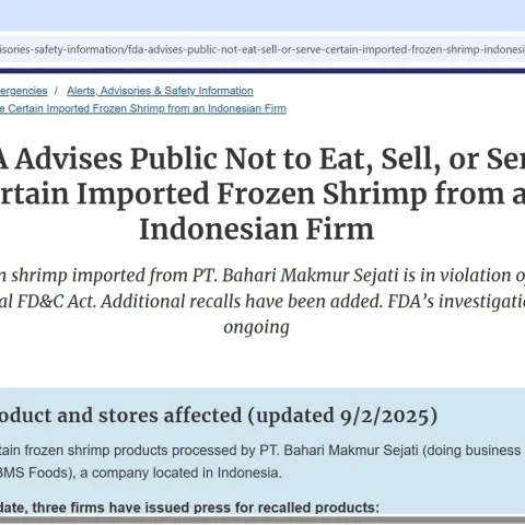 FDA latest update of Shrimp Recall_ September 2, 2025