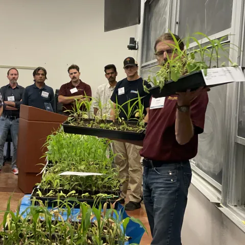 Brad Hanson lecturing at Weed Science School 2023