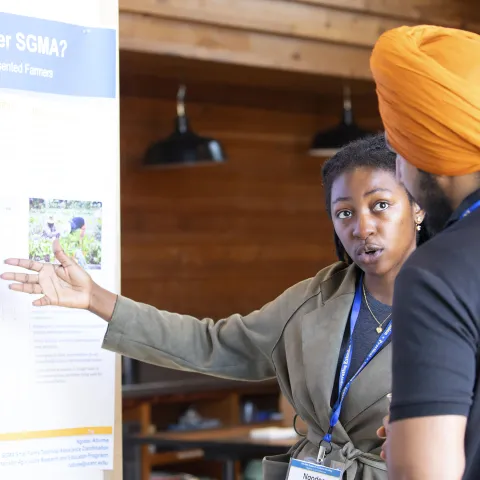 Ngodoo Atume talks about her poster on SGMA and small farmers