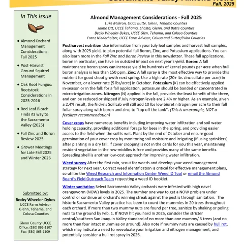 Glenn County UCCE Sacramento Valley Almond Newsletter - Fall 2025