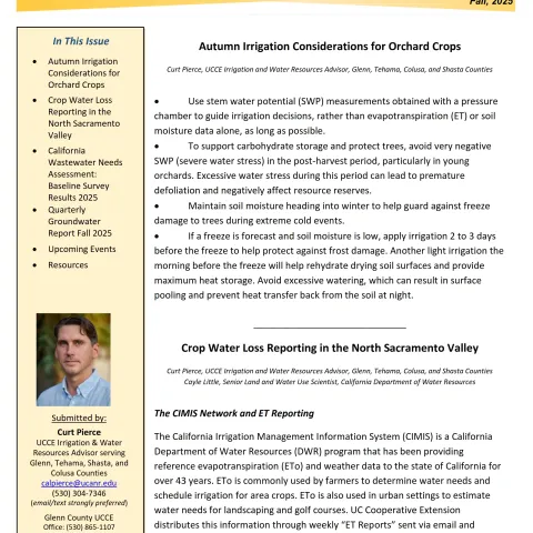 Glenn County UCCE Sacramento Valley Water Newsletter - Fall 2025