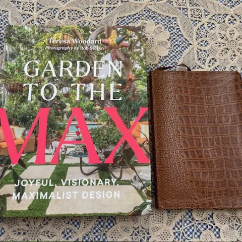 garden to the max book and a brown journal