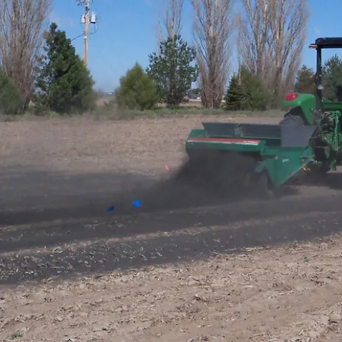 Biochar being spread