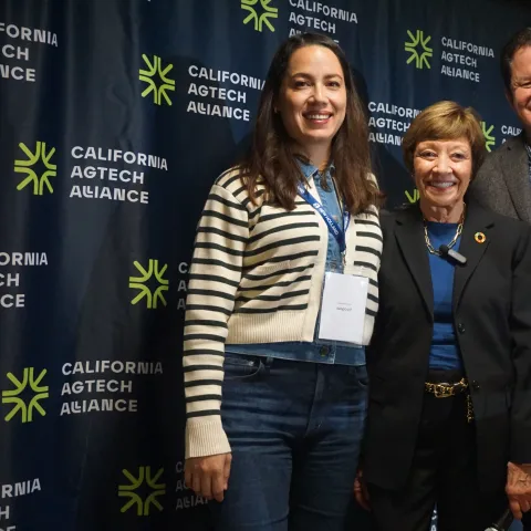 Karen Aceves, Karen Ross and Gabe Youtsey at California AgTech Alliance press conference