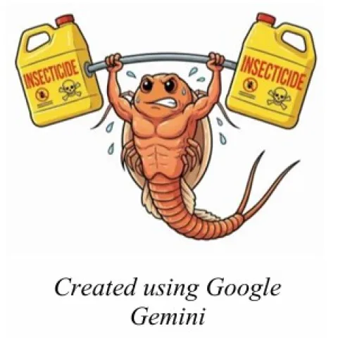 AI generated buff tadpole shrimp weight lifting pesticides 