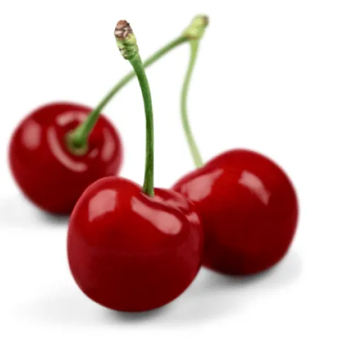 3 cherries with stems
