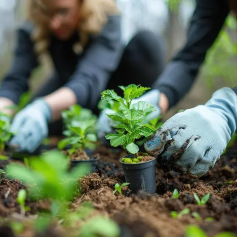 image of a person handling a plant 