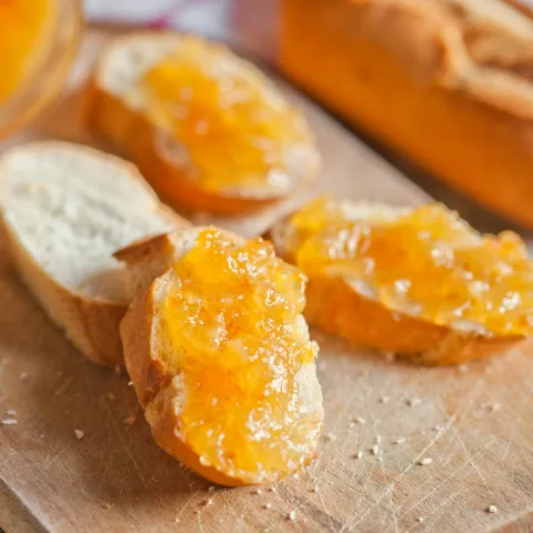 golden pepper jelly on top of toast