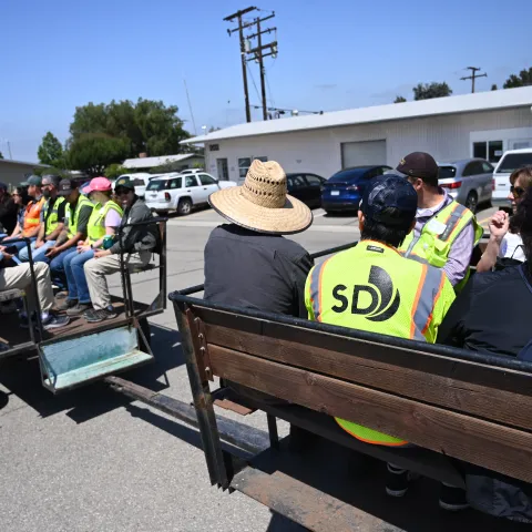 Compost Caravan South Coast REC facility wagon tour. Photo Credit: Art Zippel, art@artzippel.com