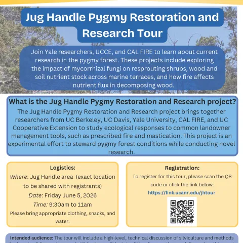 Registration flyer for Jug Handle Pygmy Restoration and Research Tour