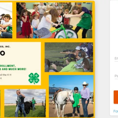 Zsuite Login cover page with 4-H green clover logo and images