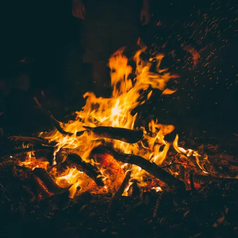 Campfire burning