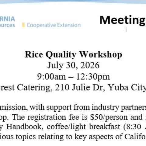 A snip from the Rice Quality Workshop meeting announcement