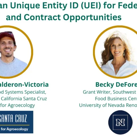 Two presenters on a flyer with the title, "Obtaining a Unique Entity ID"