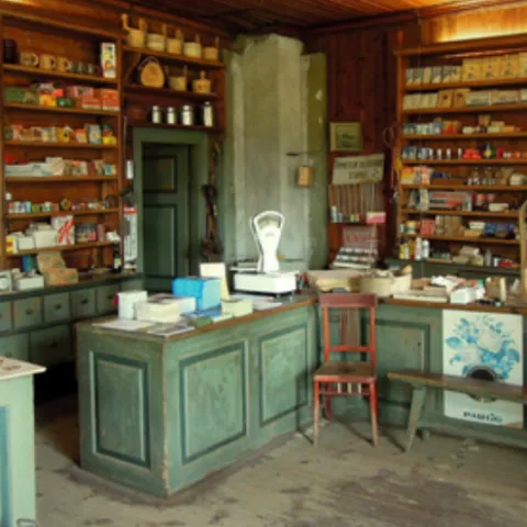 inside a farm store stocked with products