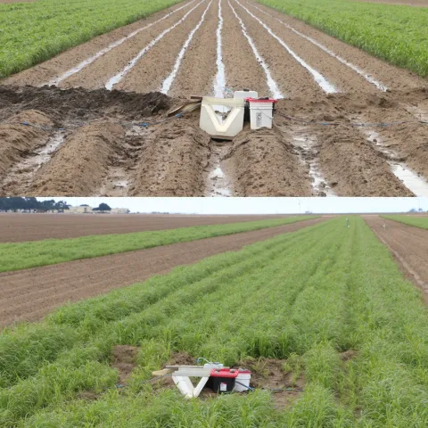 Flumes and automated sampling pumps were positioned at the lower end of the plots