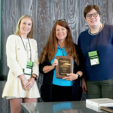 Valerie Borel at the award ceremony for Extension Master Gardener “Gardening for all” Award earlier this month in Chicago! Pictured left is Stephanie Pully, Statewide Master Gardener Program Director at the University of Maryland (and current Extension Master Gardener National Committee Chair). Pictured right is Candice Anderson, Statewide Master Gardener Specialist at the University of Illinois (and host of EMG 2026)!
