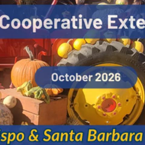 UCCE SLO & SB October 2026 Newstletter header image with a red tractor and seasonal squash