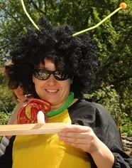 Eva Dopico examines the wax. (Photo by Kathy Keatley Garvey)