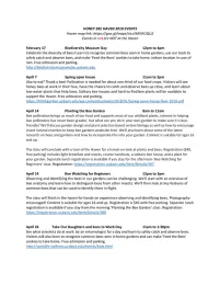 Honey Bee Haven February to April 2018 events