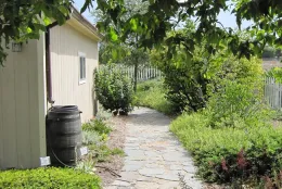 Redirecting runoff with a gutter downspout.