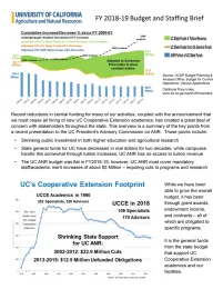 The 2018-19 UC budget fact sheet can be downloaded at http://ucanr.edu/fy2018budgetbrief.