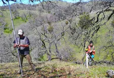 Surveying topography at Blue Oak Ranch Reserve. Photo by Kerri Johnson.