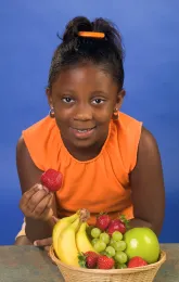 Girl with fruit basket