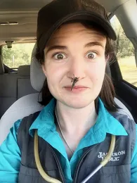 Charlotte Herbert Alberts with an assassin fly.