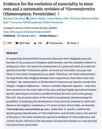 The abstract of the research article in the Zoological Journal of the Linnean Society. Click to enlarge.