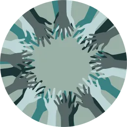 Many hands in a circle