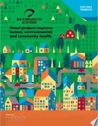 Colorful illustration of report cover: Grant projects improve human, environmental and community health.