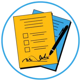 Forms Updated Page - Icon - gold form in front and blue form behind it