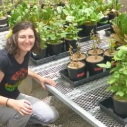 Ana Pastrana in the field observing the plants