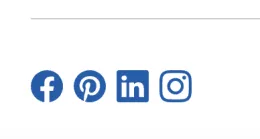  Screenshot of social media icons (Facebook, Pinterest, LinkedIn, Instagram) displayed below the site navigation