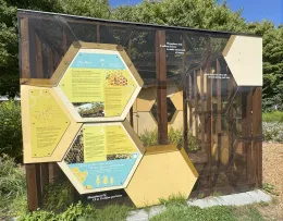 Photo of the Bee Hive enclosure at one of the P-Patch gardens.