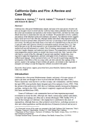 California Oaks and Fire: A Review and Case Study