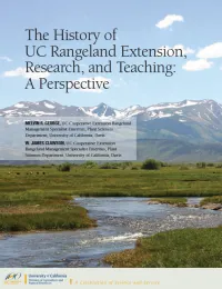 The History of UC Rangeland Extension, Research, and Teaching: A Perspective