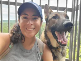 Camila and her German shepherd