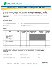 Glenn County 4-H Five Presentation Award Information and Application 2025-2026 - Page 2