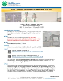 Glenn County 4-H Presentation Day Information Sheet 2025-2026 - Page 1