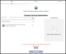 Here's a screeshot of the Online Gift webpage at https://give.ucanr.edu/forms/ContraCosta-MG