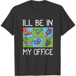 black tshirt with various garden implements
