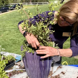 Master Gardener demonstrating container gardening