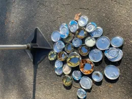 crushed cans for recycling