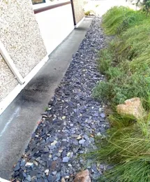 Fire-Smart Zone 0 example, gravel used near buildings