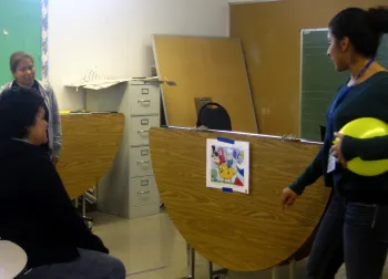 Families role play turning off TV at bedtime