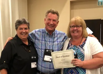 UC ANR Vice President Glenda Humiston (left), Fresno County Advisor and CASI member Dan Munk (center), and ANR Associate Vice President, Wendy Powers (right)